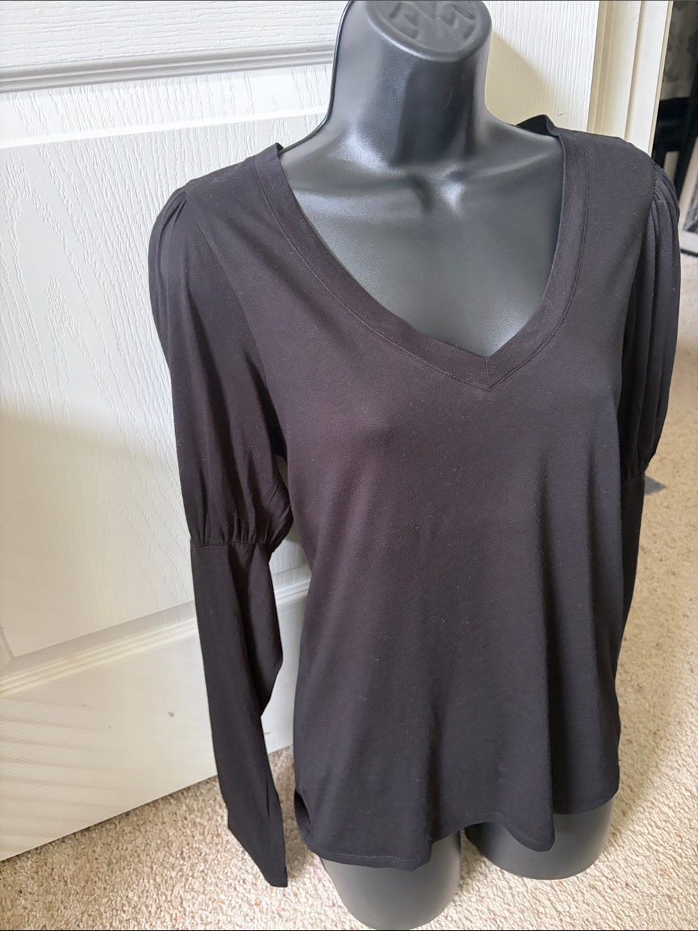 bobi Black V-Neck Long Sleeve Tee